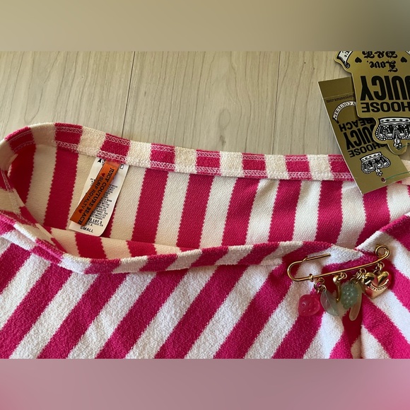 Juicy Couture RARE NWT Vintage Fuchsia Pink & White Terry Cloth Skirt Skirt💕 - Picture 5 of 10